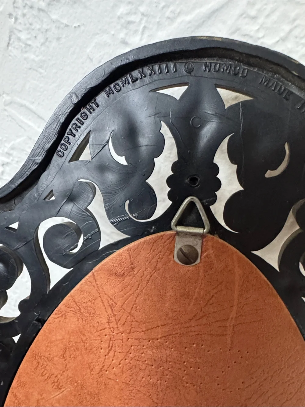 Vintage Homco Ornate Oval Mirror with Black & Gold Frame